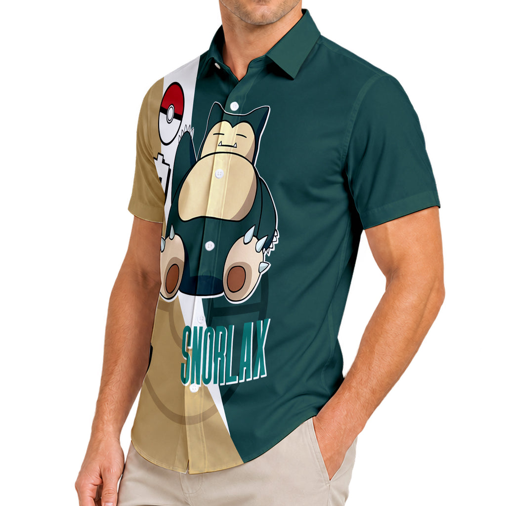 Pokémon Snorlax Graphic Short Sleeve Button-Up Shirt