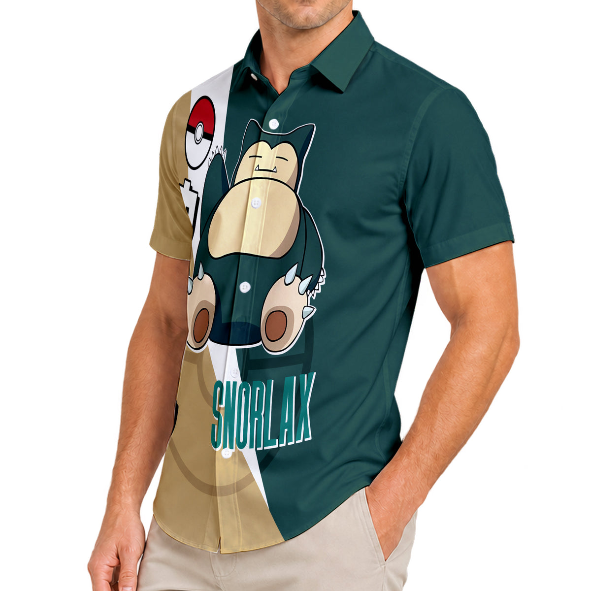 Pokémon Snorlax Graphic Short Sleeve Button-Up Shirt