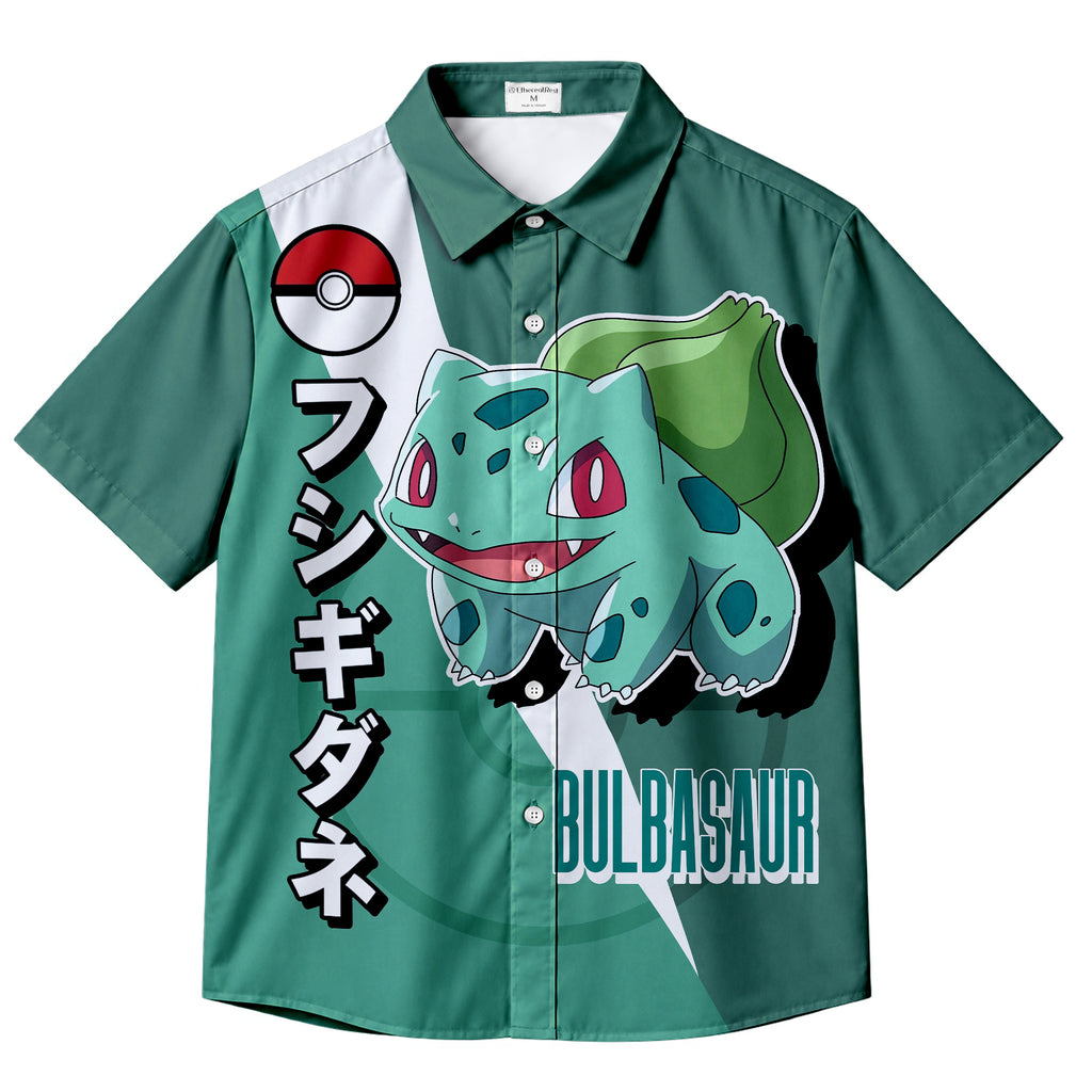 Pokémon Bulbasaur Graphic Short Sleeve Button-Up Shirt