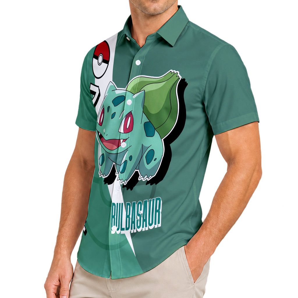 Pokémon Bulbasaur Graphic Short Sleeve Button-Up Shirt
