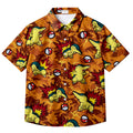 Pokémon Cyndaquil and Poké Ball Pattern Short Sleeve Button-Up Shirt