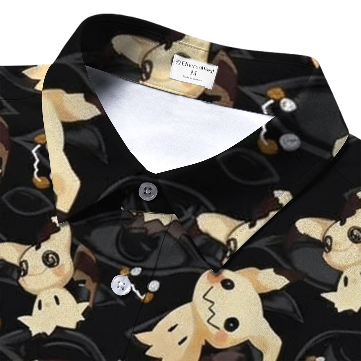 Pokemon Mimikyu Character Pattern Short Sleeve Button-Up Shirt