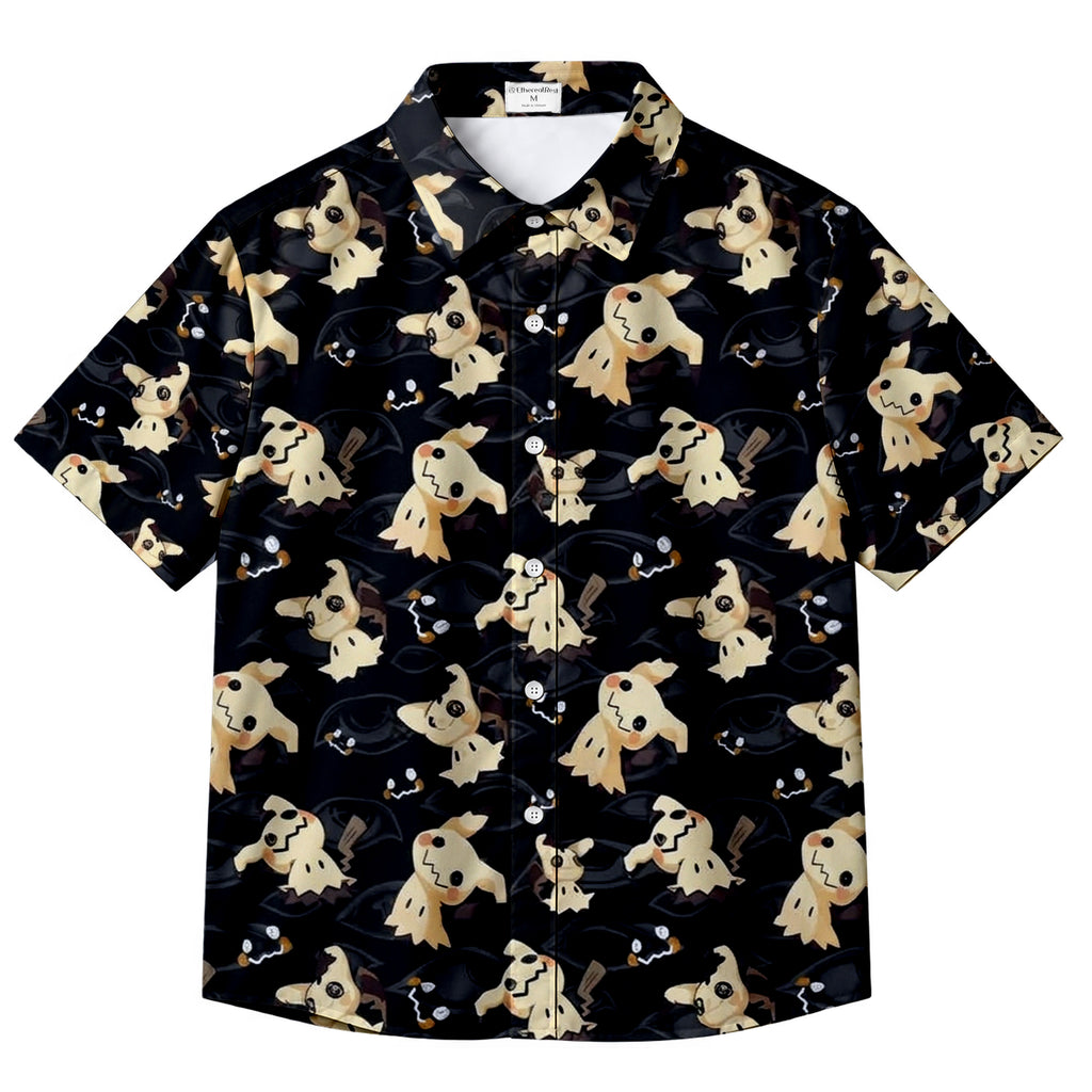 Pokemon Mimikyu Character Pattern Short Sleeve Button-Up Shirt