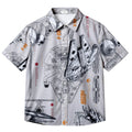 Gray Star Wars Millennium Falcon Starship Blueprint Short Sleeve Button-Up Shirt