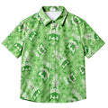 Pokemon Sprigatito Cute Character Pattern Short Sleeve Button-Up Shirt