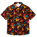 Pokemon Charmander Charmeleon Charizard Fire Pattern Short Sleeve Button-Up Shirt