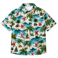 Santa Claus Surfing Christmas Tropical Beach Pattern Short Sleeve Button-Up Shirt