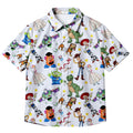 Disney Pixar Toy Story Woody Buzz Jessie Character Pattern Short Sleeve Button-Up Shirt