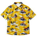 Japanese Mountain Pine Landscape Pattern Short Sleeve Button-Up Shirt
