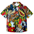 Multicolor Marvel Comic Superhero Collage Pattern Short Sleeve Button-Up Shirt