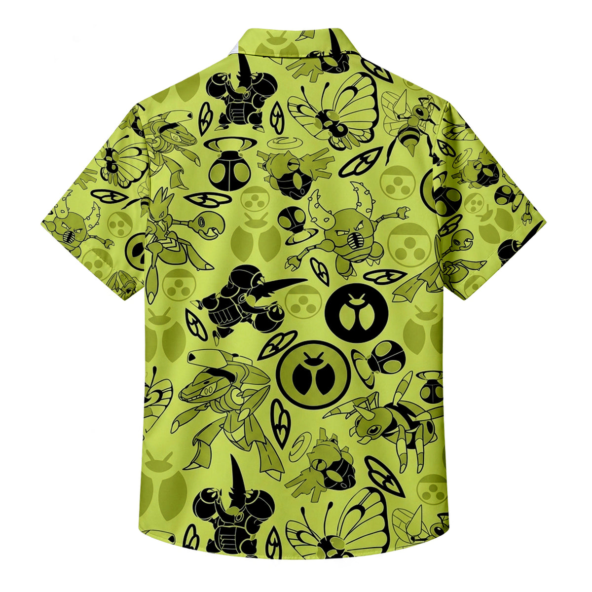 Pokemon Bug Type Insect Character Pattern Short Sleeve Button-Up Shirt