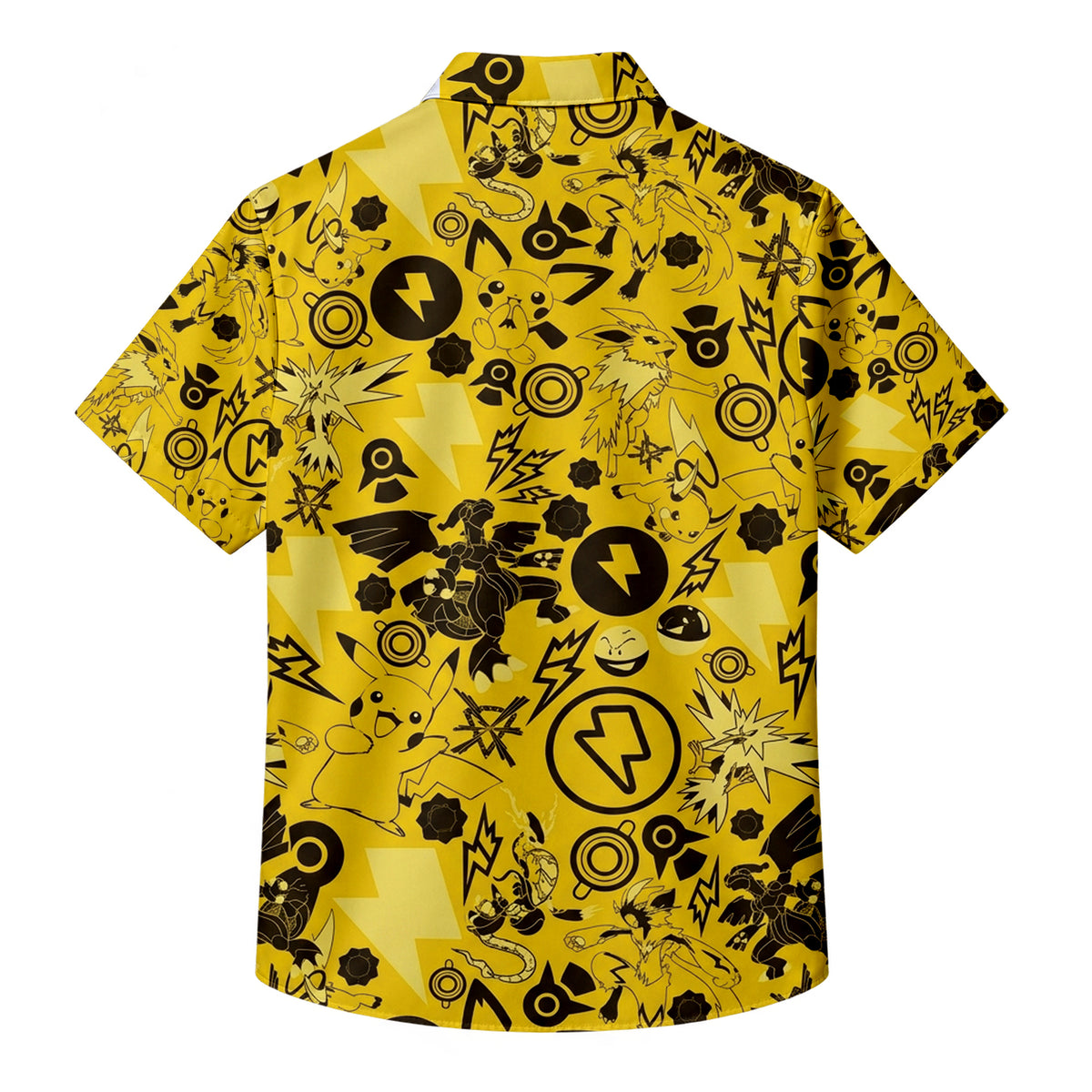 Pokemon Pikachu Jolteon Electric Type Character Pattern Short Sleeve Button-Up Shirt