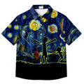 Rick and Morty Starry Night Space Art Pattern Short Sleeve Button-Up Shirt