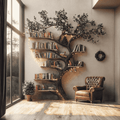Black Tree Branch Bookshelf Wall Mount Mid Century SINLTB079