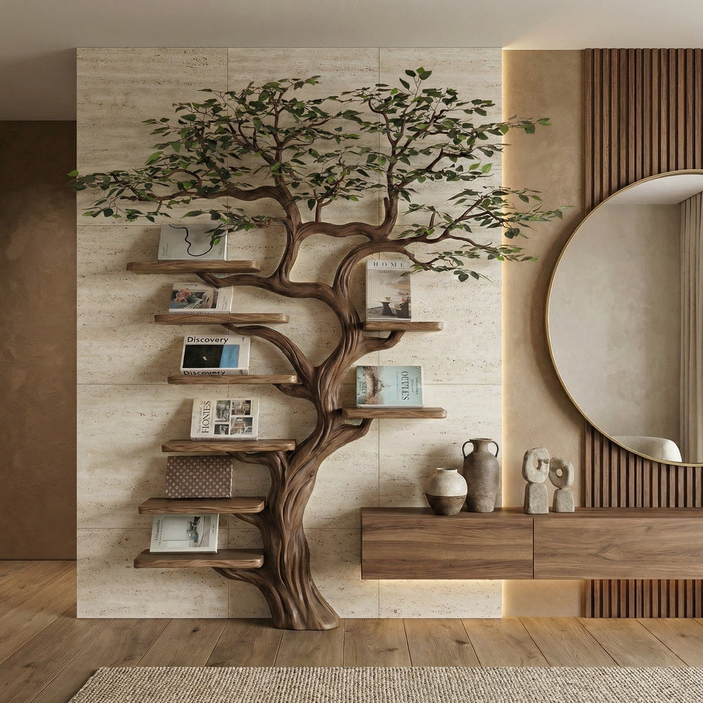 Black Tree Branch Bookshelf Wall Mount Mid Century SINLTB079