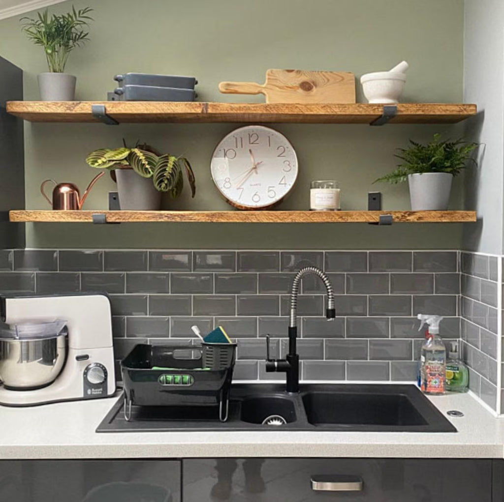 Rustic Solid Wooden Shelf complete with brackets lovely shelving, Bookshelf, Kitchen Shelve